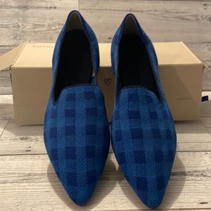 Rothy’s Blue Gingham pointed toe loafers size 10.5